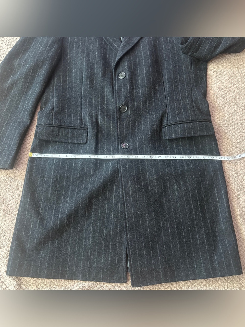Cuseri Italy Wool Cashmere Pinstripe Overcoat 46 XXL - Picture 9 of 16